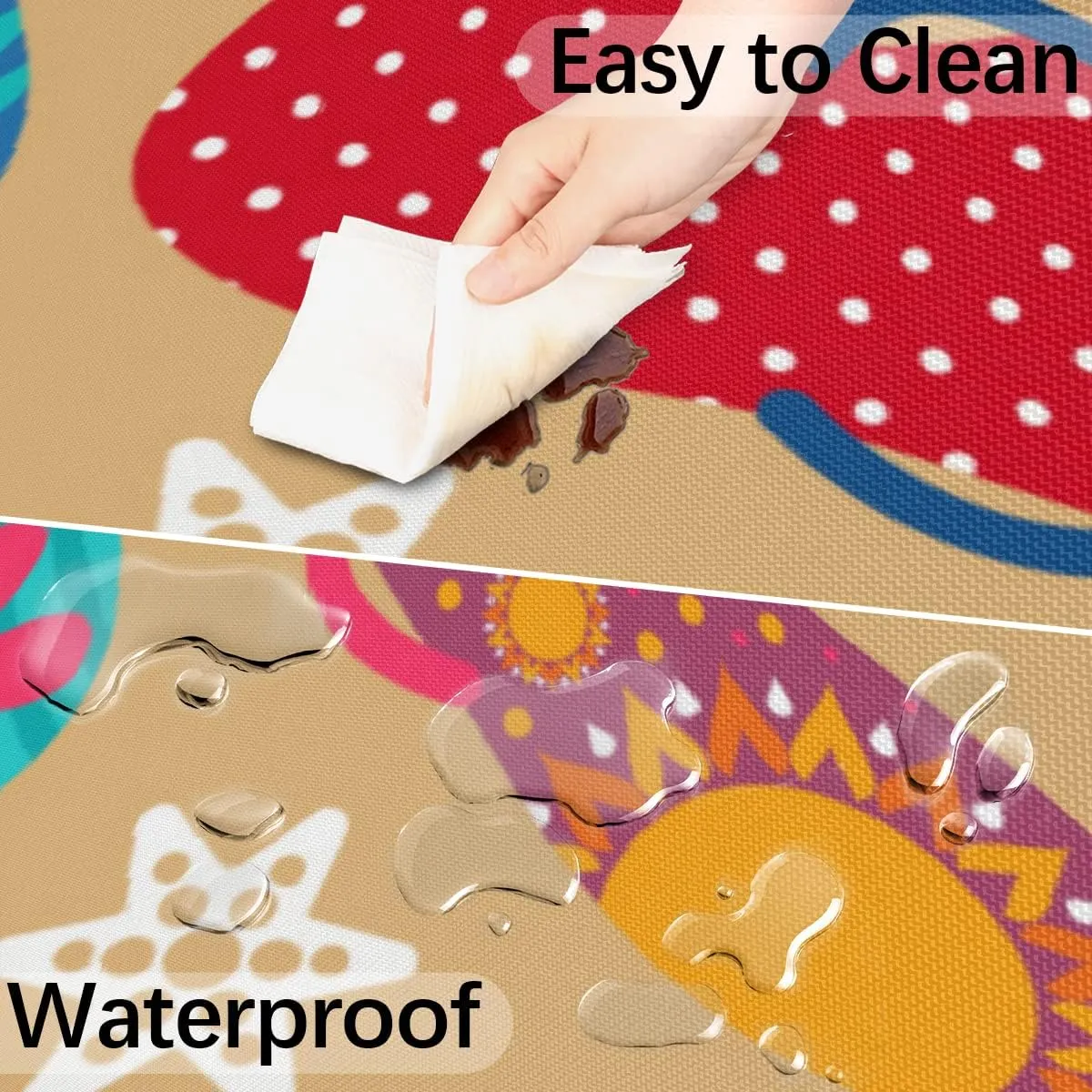 Round Fitted Tablecloth with Umbrella Hole Summer Flip Flop Outdoor Fitted Tablecloth with Zipper Round Elastic Table Cover Waterproof Umbrella Table Cloth 36"-44" Patio Picnic Outdoor Tablecloth