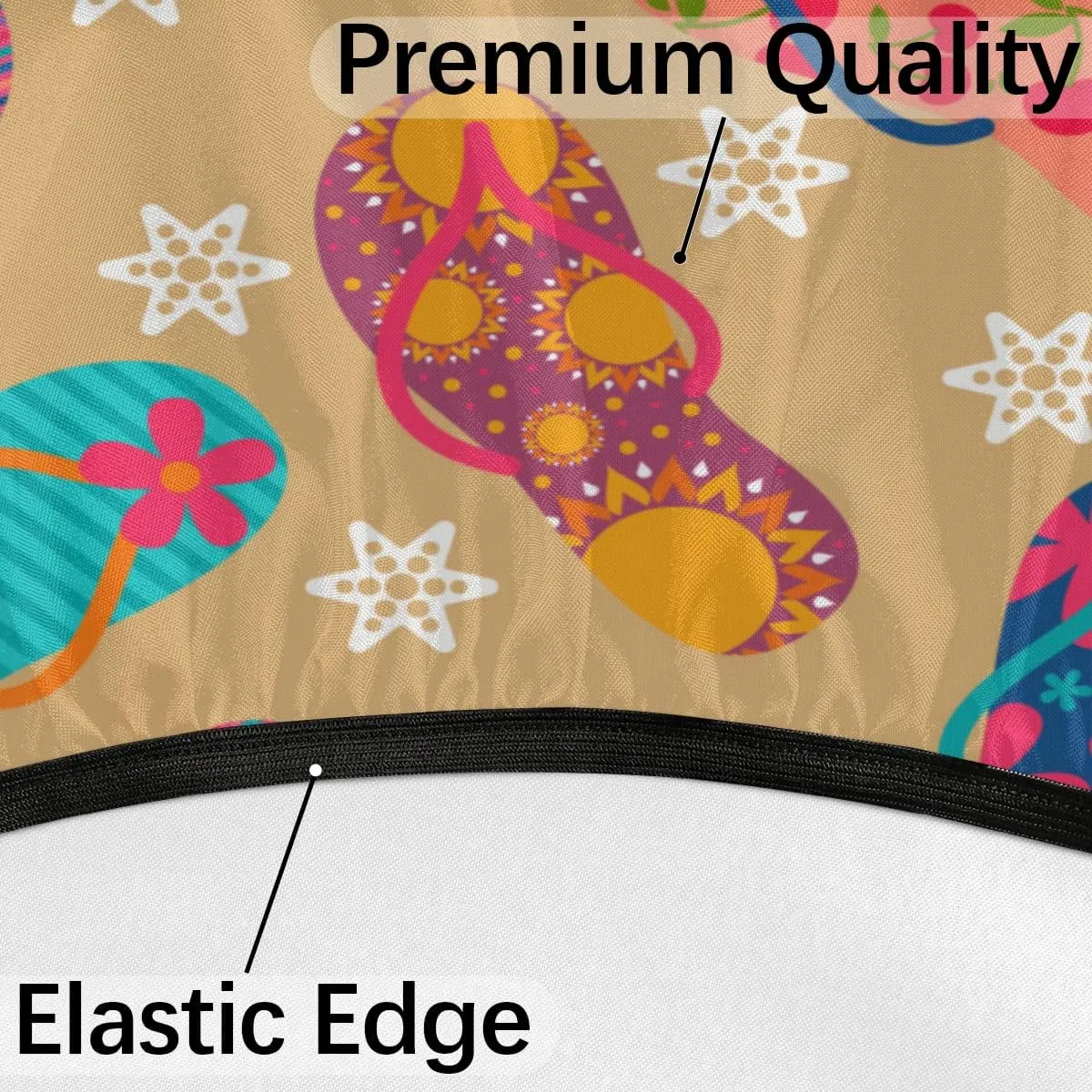 Round Fitted Tablecloth with Umbrella Hole Summer Flip Flop Outdoor Fitted Tablecloth with Zipper Round Elastic Table Cover Waterproof Umbrella Table Cloth 36"-44" Patio Picnic Outdoor Tablecloth