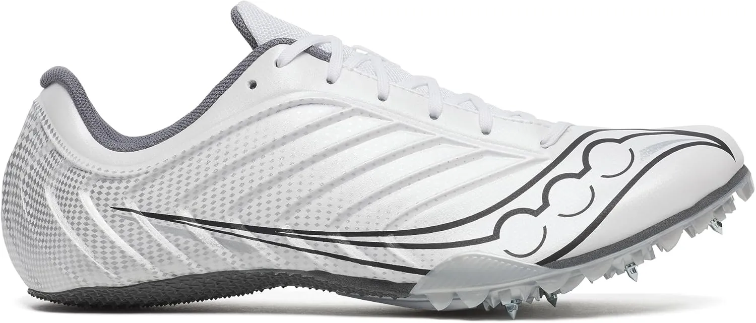 Saucony Men's Spitfire 5 Sneaker, White/Carbon, 6.5