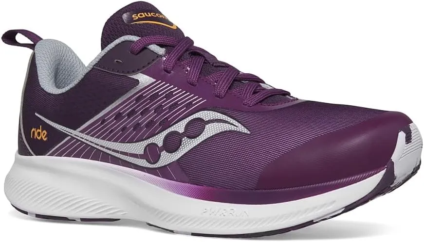 Saucony Ride Kidz Sneaker, Plum/White, 2.5 US Unisex Big Kid