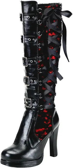 SBGMoSJ Extra Wide Calf Western Boots Wide Calf Boots for Women Leather Black Western Boots for Woman Womens Black Lace Up Ankle Boots Low Heel Mid Calf Boots for Women Low Heel Comfortable