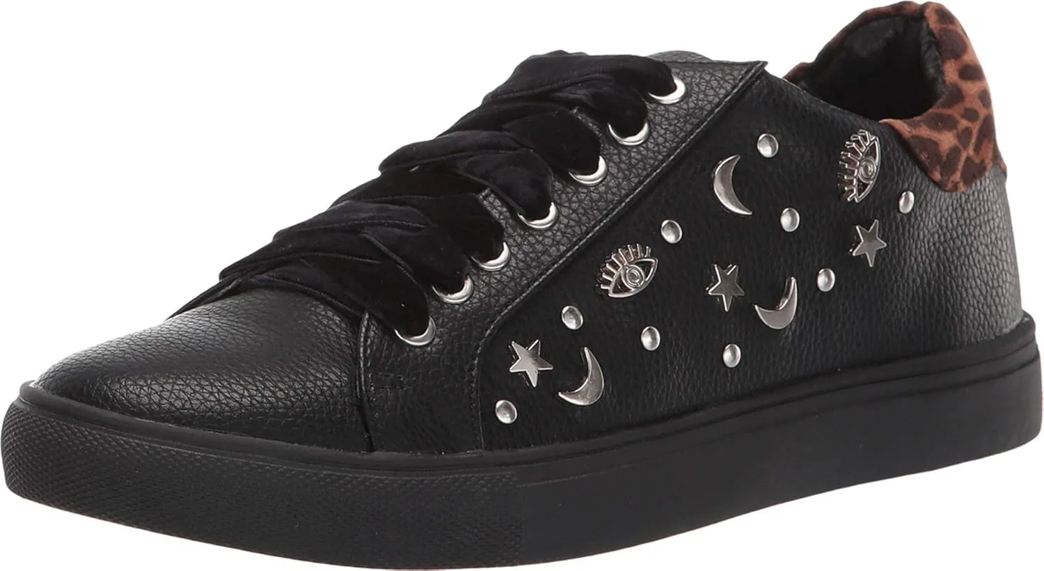 Sbicca Women's Clark Sneaker, Black/Leopard, 8.5