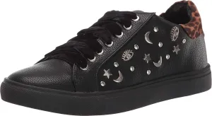 Sbicca Women's Clark Sneaker, Black/Leopard, 8.5
