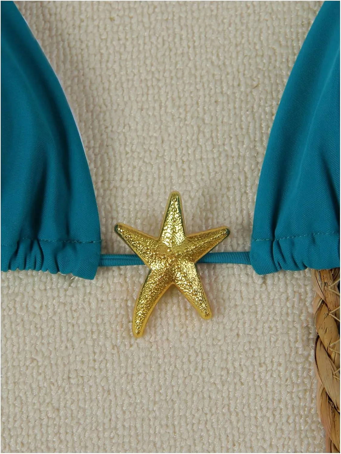 SHENHE Women's Triangle String Bikini Set 2 Piece Halter Swimsuits Starfish Metal Linked Swim Set