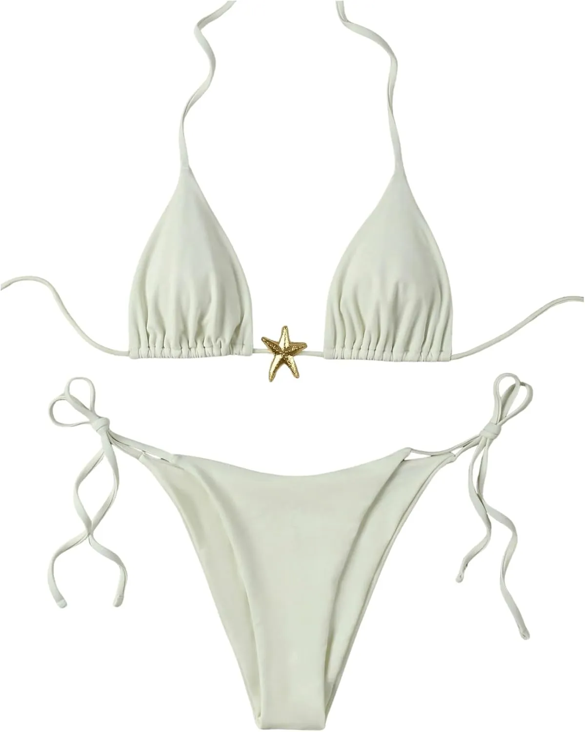 SHENHE Women's Triangle String Bikini Set 2 Piece Halter Swimsuits Starfish Metal Linked Swim Set