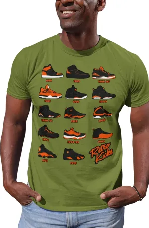 Shirt to Match Jordan Orange/Black Retro Jordan Sneakers 1 2 3 4 5 6 7 8 9 10 11 12 13, Tee to Match Jordans
