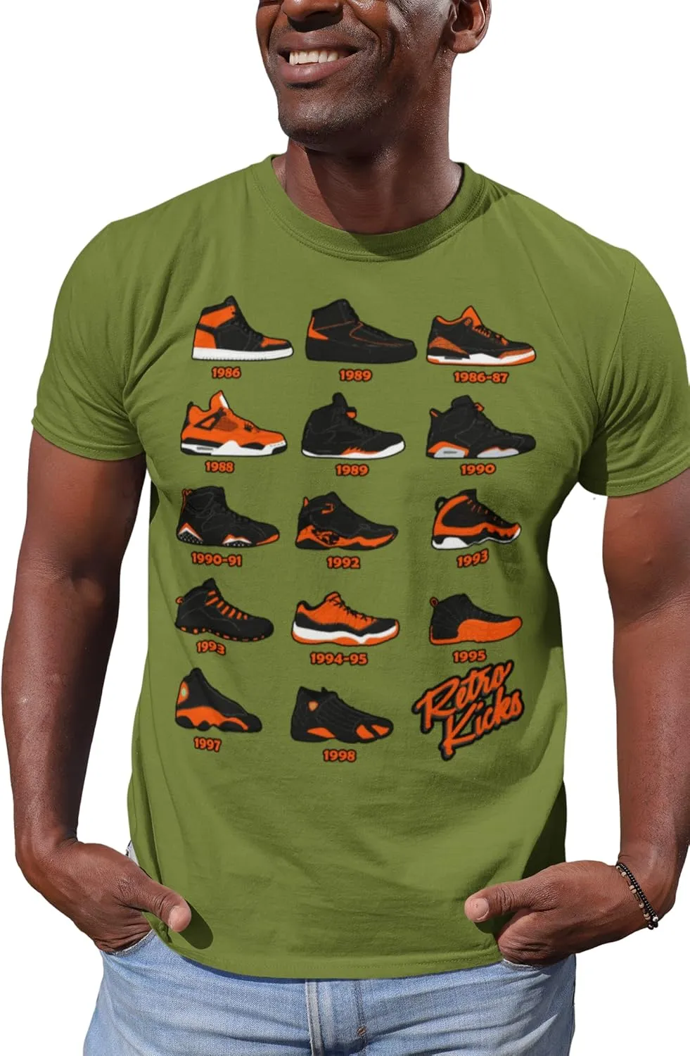 Shirt to Match Jordan Orange/Black Retro Jordan Sneakers 1 2 3 4 5 6 7 8 9 10 11 12 13, Tee to Match Jordans