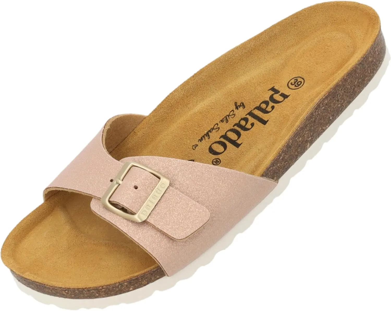 Sila Sahin Women's Malta Magnolia Mules - Elegant Sandals Made in Spain - Comfortable Slippers with Cork Footbed - Fashionable Summer Shoes