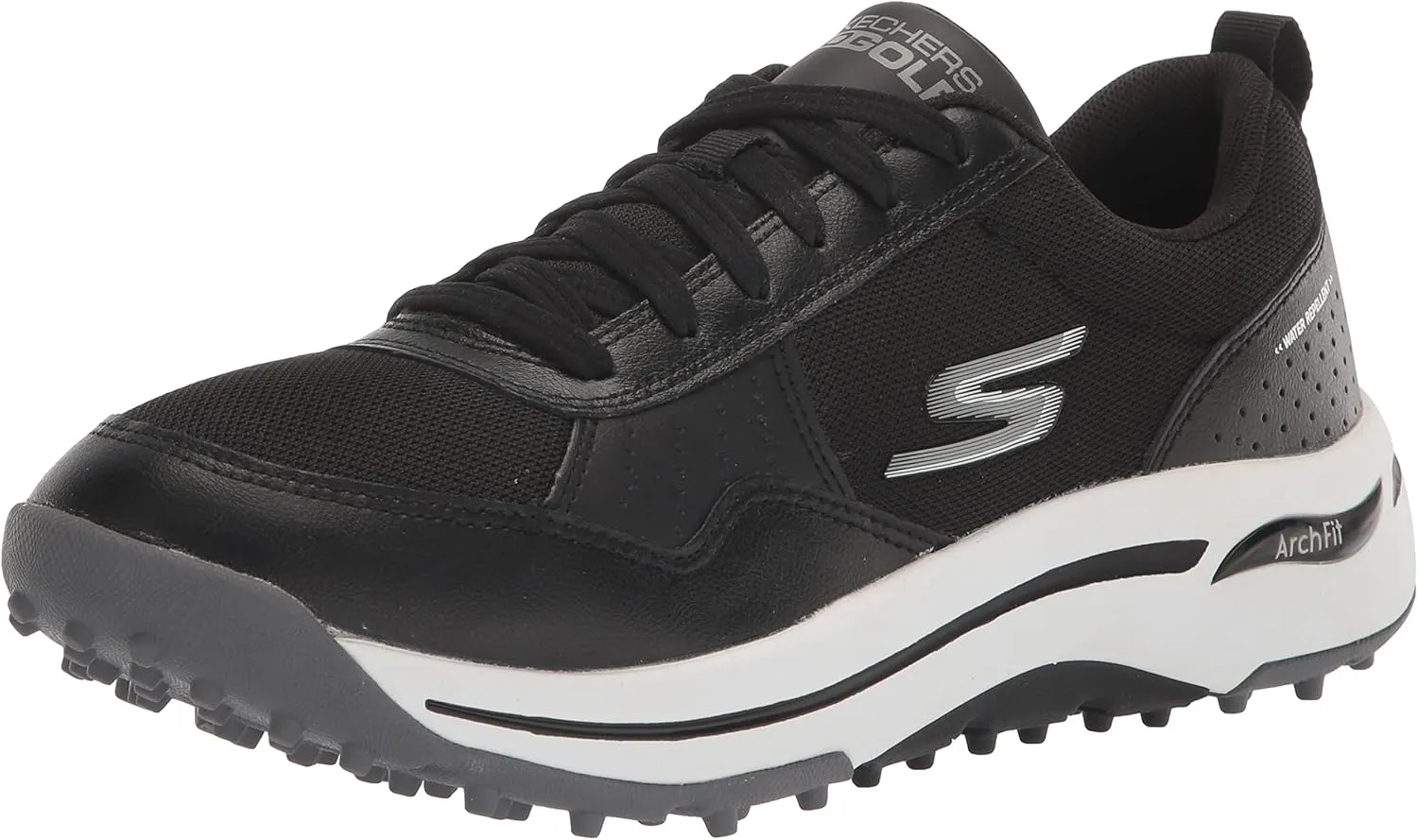Skechers Men's Arch Fit Golf Shoe Sneaker, Black/White, 8