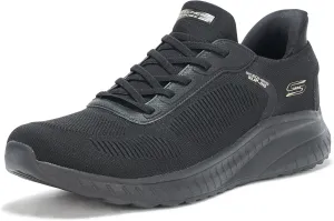 Skechers Women's Hands Free Slip-INS BOBS Squad Chaos-Current Muse Sneaker, Black/Black, 5.5