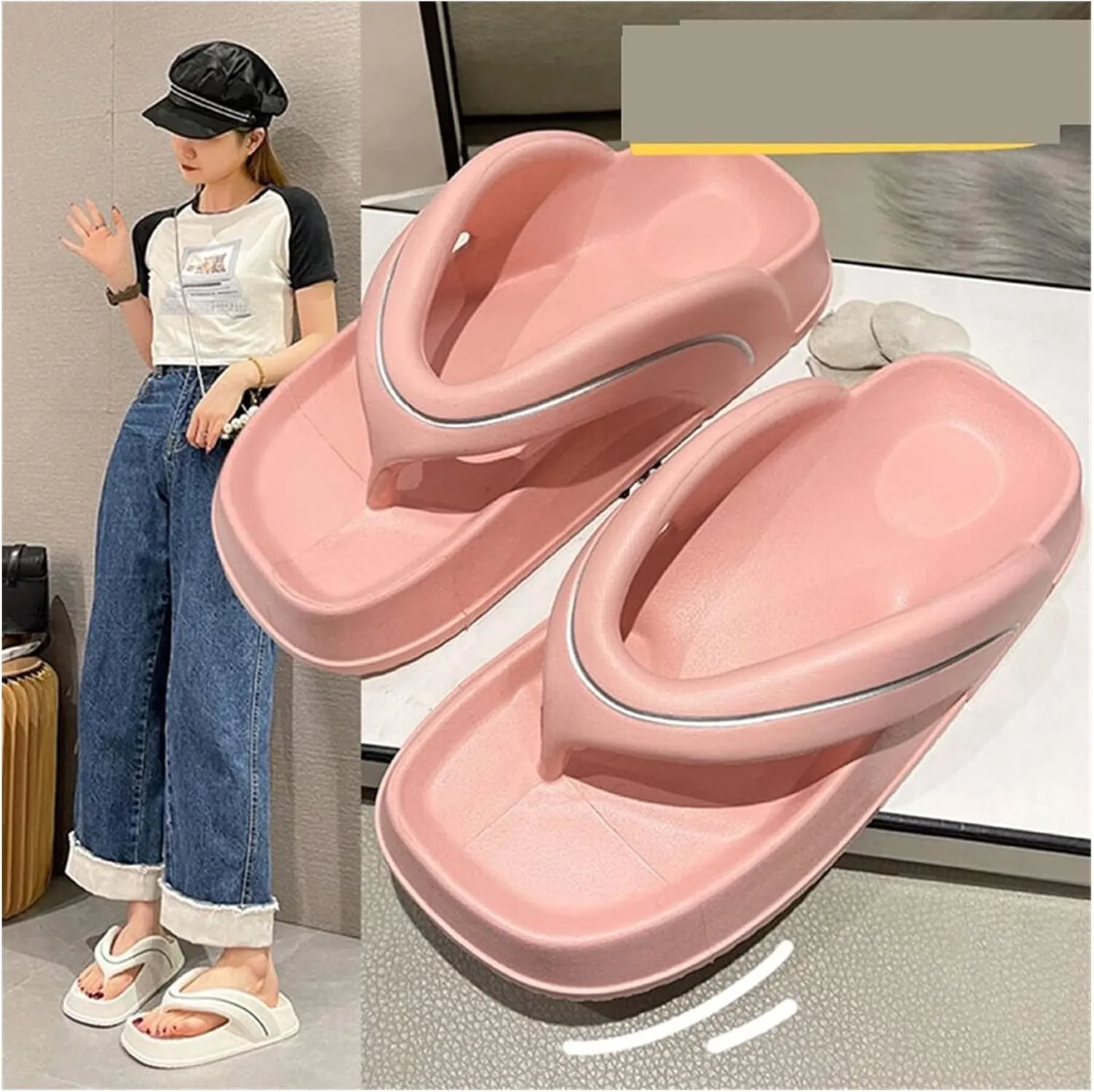 Sliders Women Fashion Personality Summer Thick Bottom Flip-flops Fashionable Outer Wear Tide Indoor One Word Sandals Outdoor Flip-flops Slippers Women