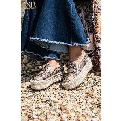 Snake Skin Slip On Platforms