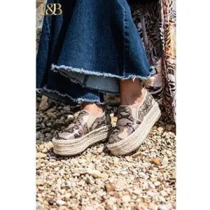 Snake Skin Slip On Platforms