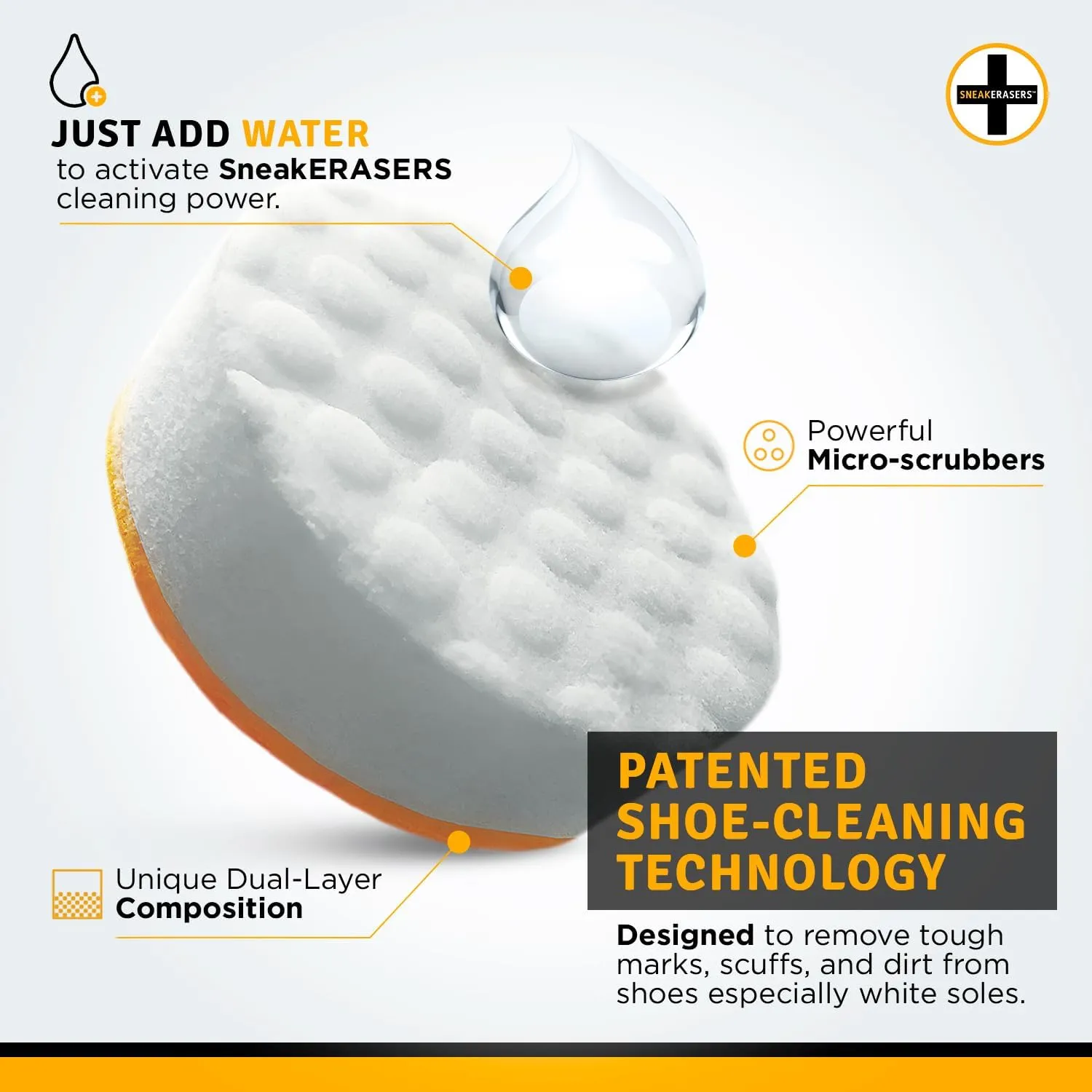 SneakERASERS Sole & Sneaker Cleaner, Premium Shoe Cleaner for Sneakers, Dual-Sided Sponges, Effective for Tennis Shoes & Women Men Sneakers, Gentle Rub Design Cleaner Kit, 20 Pack