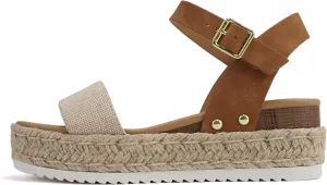 Soda CLIP ~ Women Open Toe Ankle Strap Platform Espadrille Sandal