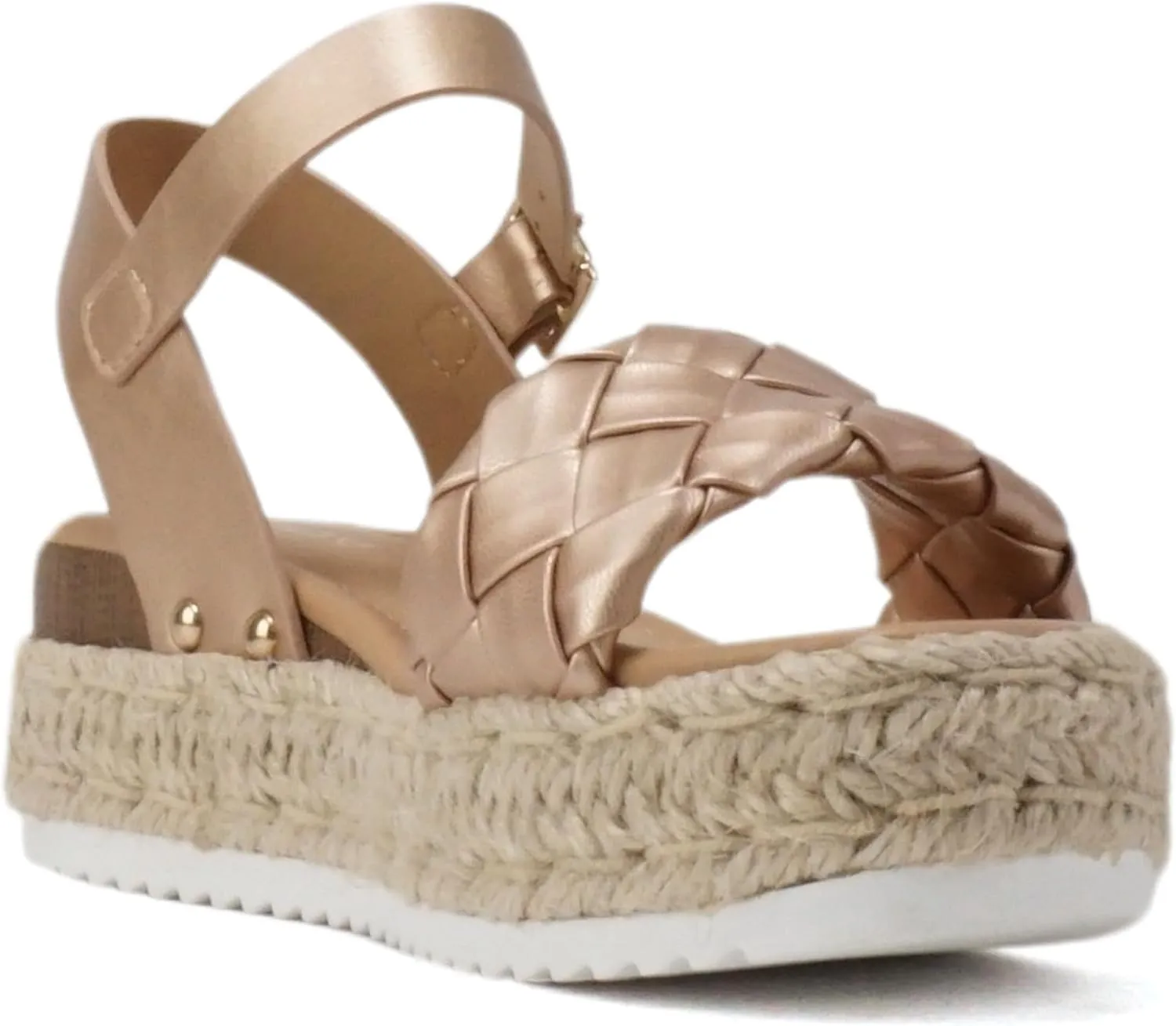 Soda CLIP ~ Women Open Toe Ankle Strap Platform Espadrille Sandal