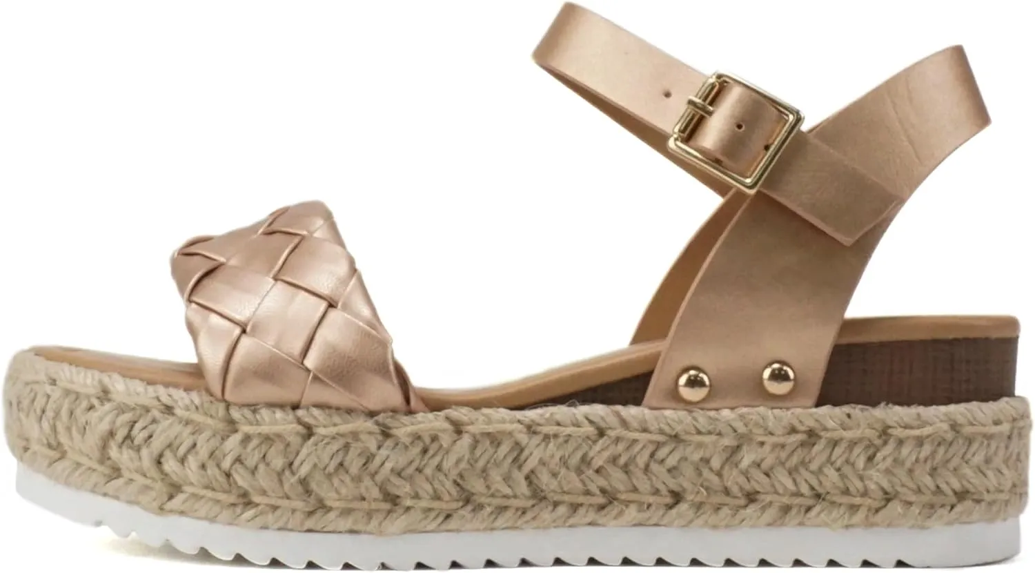 Soda CLIP ~ Women Open Toe Ankle Strap Platform Espadrille Sandal