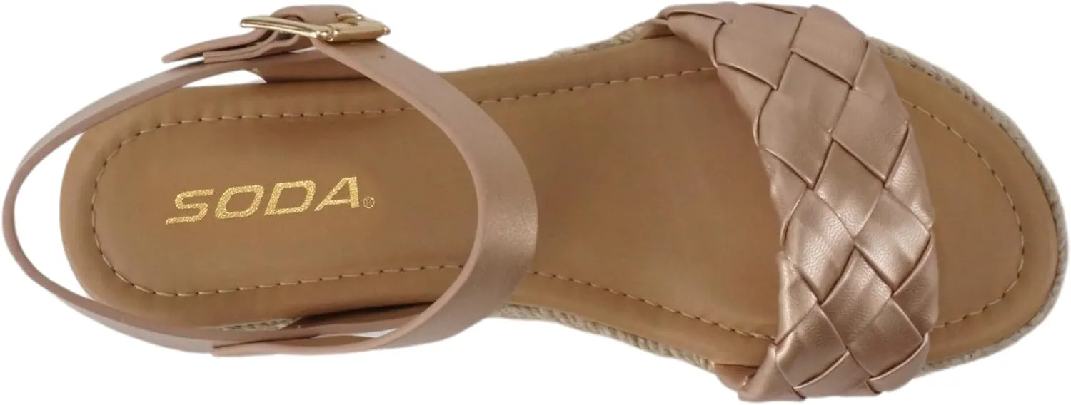 Soda CLIP ~ Women Open Toe Ankle Strap Platform Espadrille Sandal
