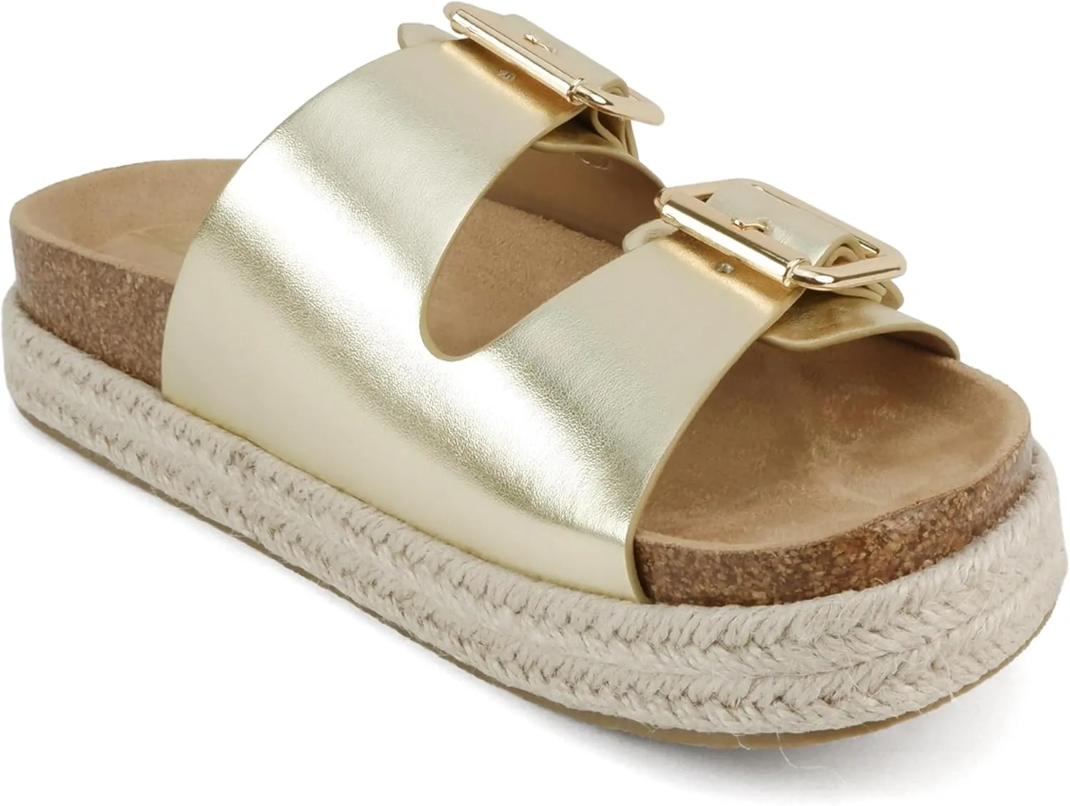 Soda “Marfa” ~ Women Open Toe Espadrille Flatform Sandals with Double Buckle Strap