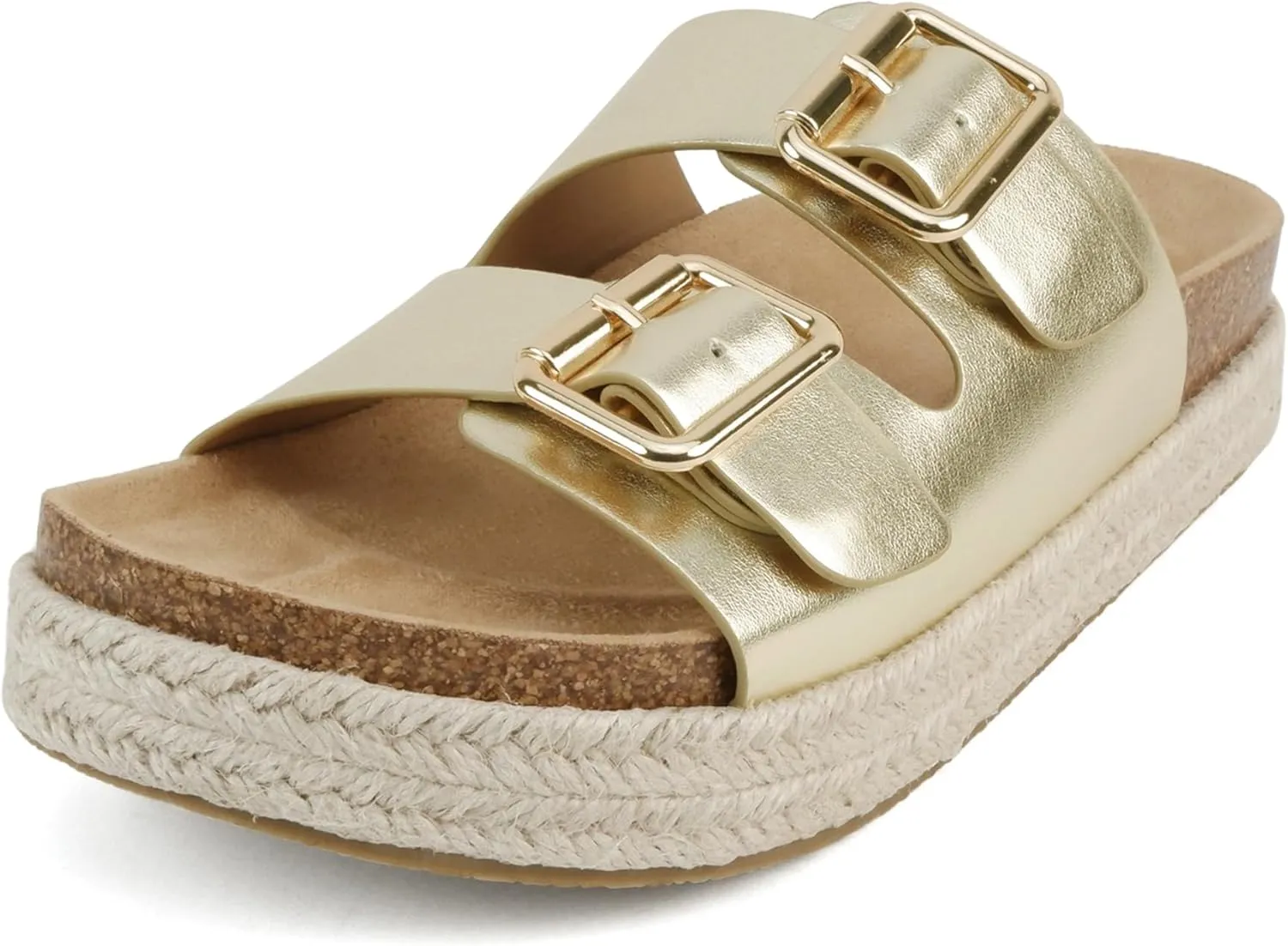 Soda “Marfa” ~ Women Open Toe Espadrille Flatform Sandals with Double Buckle Strap