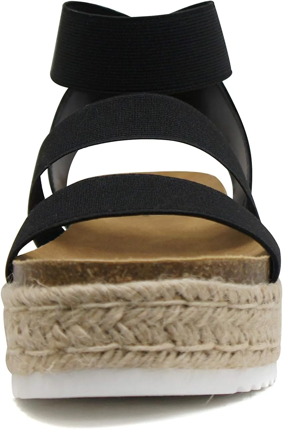 Soda Spring ~ Slip On Espadrille Platform Wedge Sandals with elastic ankle strap