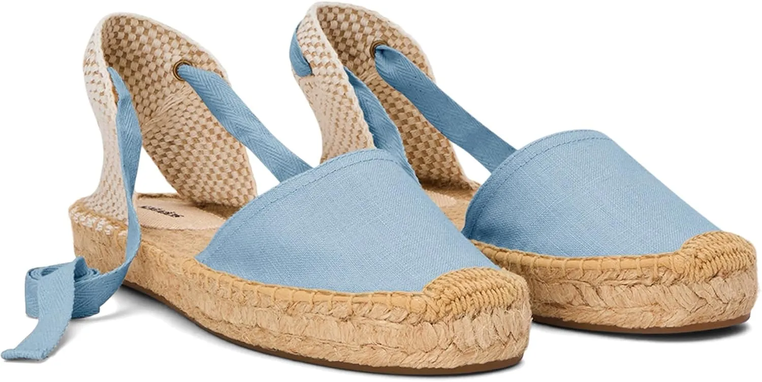 Soludos Lauren Lace Up Espadrille Cielo Blue 5 B (M)