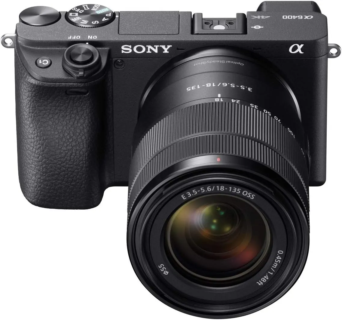 Sony Alpha a6400 Mirrorless Camera: Compact APS-C Interchangeable Lens Digital Camera with Real-Time Eye Auto Focus, 4K Video, Flip Screen & 18-135mm - E Mount Compatible Cameras ILCE-6400M/B