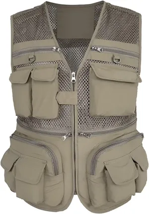 Spanye Mens Fishing Hunting Vest Outdoor Travel Utility Vest Tactical Work Jacket Multi Pocket