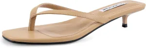 STUNAHOME Womens Kitten Heel Thong Sandals with Memory Foam Cute Flip Flop Heels for Women 1.4 Inches