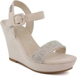 Sugar Women's Wedge Sandals – Ankle Strap Heels, Dressy Platform Open-Toe Shoes, Boho Peep-Toe Summer Pump - Chili