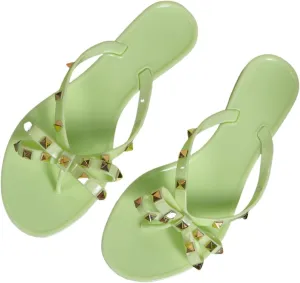 Summer women's flip-flops, bow rivets, beach vacation flip-flops, sandals and slippers