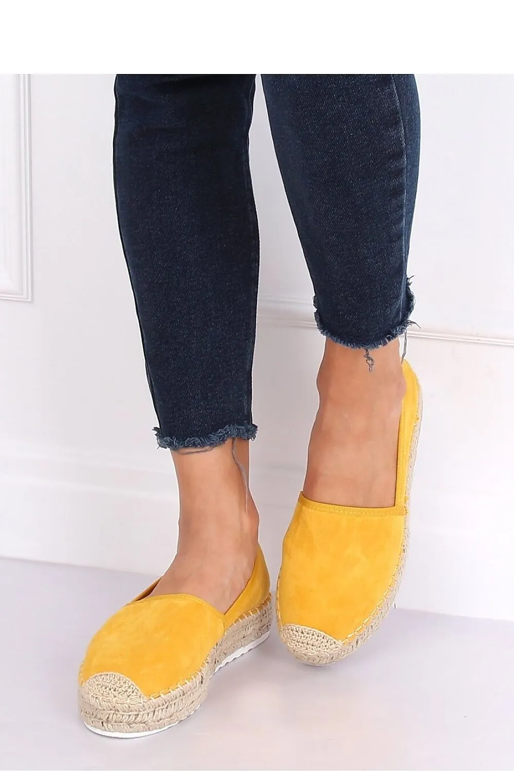 Sunflower Yellow Eco-Suede Women's Platform Espadrille Flats with Jute Cap Toe