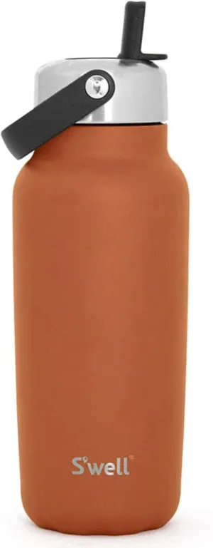 S'well Recycled Stainless Steel Explorer with Flip Straw Lid, 32oz, Carnelian, Triple Layered Vacuum Insulated Containers Keeps Drinks Cold for 42 Hours and Hot for 10