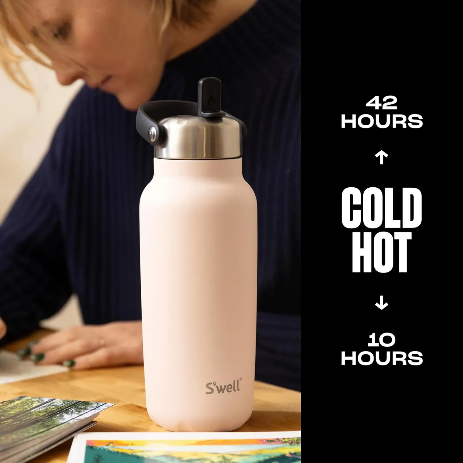 S'well Recycled Stainless Steel Explorer with Flip Straw Lid, 32oz, Himalayan Salt, Triple Layered Vacuum Insulated Containers Keeps Drinks Cold for 42 Hours and Hot for 10