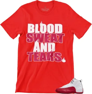 T Shirt to Match Jordan 12 Cherry Men's Graphic Tee, Urban Streetwear Clothing