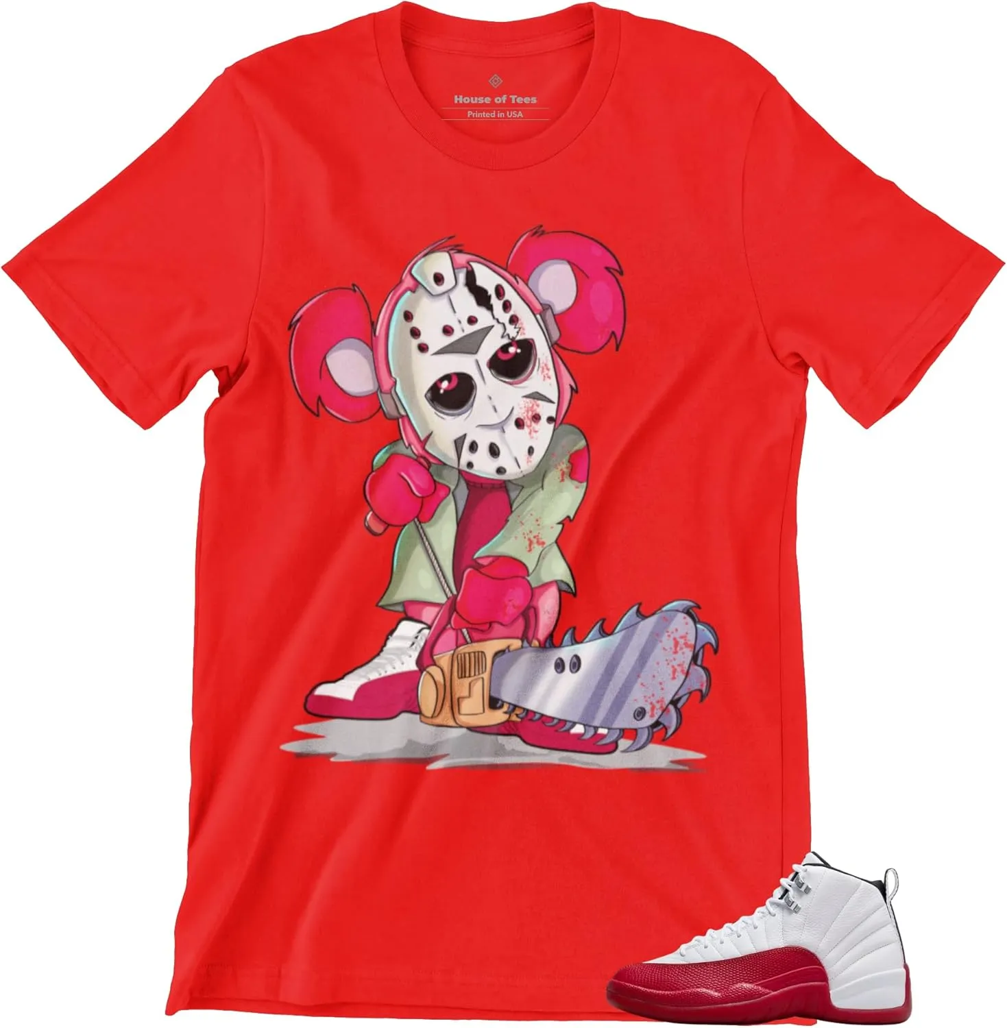 T Shirt to Match Jordan 12 Cherry Men's Graphic Tee, Urban Streetwear Clothing