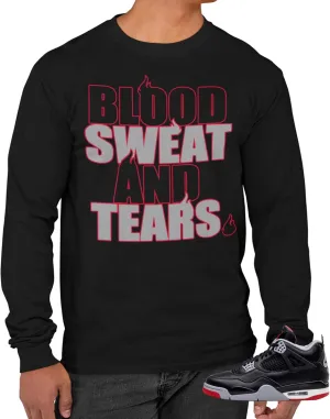 Tee Shirt to Match Jordan 4 Bred Reimagined Men's Retro Long Sleeve T-Shirt