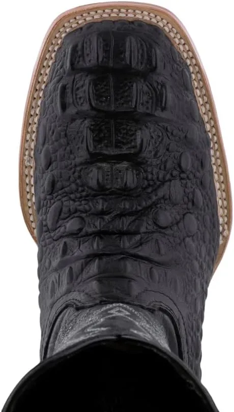 Texas Legacy Mens Black Western Cowboy Boots Leather Square Toe Crocodile Print