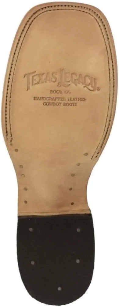 Texas Legacy Mens Brown Cowboy Boots Hand Tooled Leather Crocodile Print Square