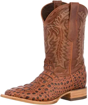 Texas Legacy Mens Cognac Western Cowboy Boots Leather Square Toe Crocodile Print