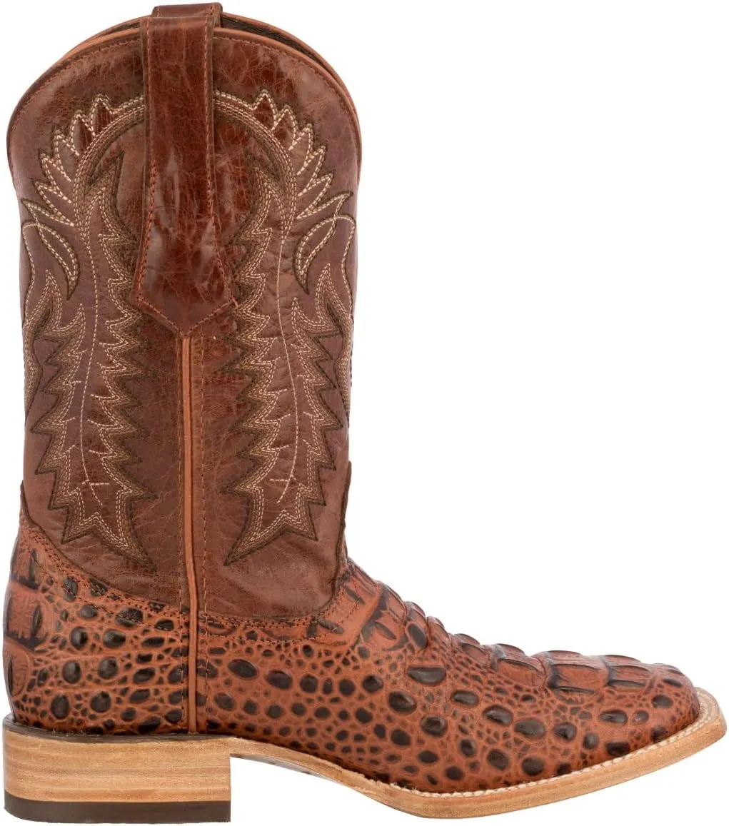 Texas Legacy Mens Cognac Western Cowboy Boots Leather Square Toe Crocodile Print