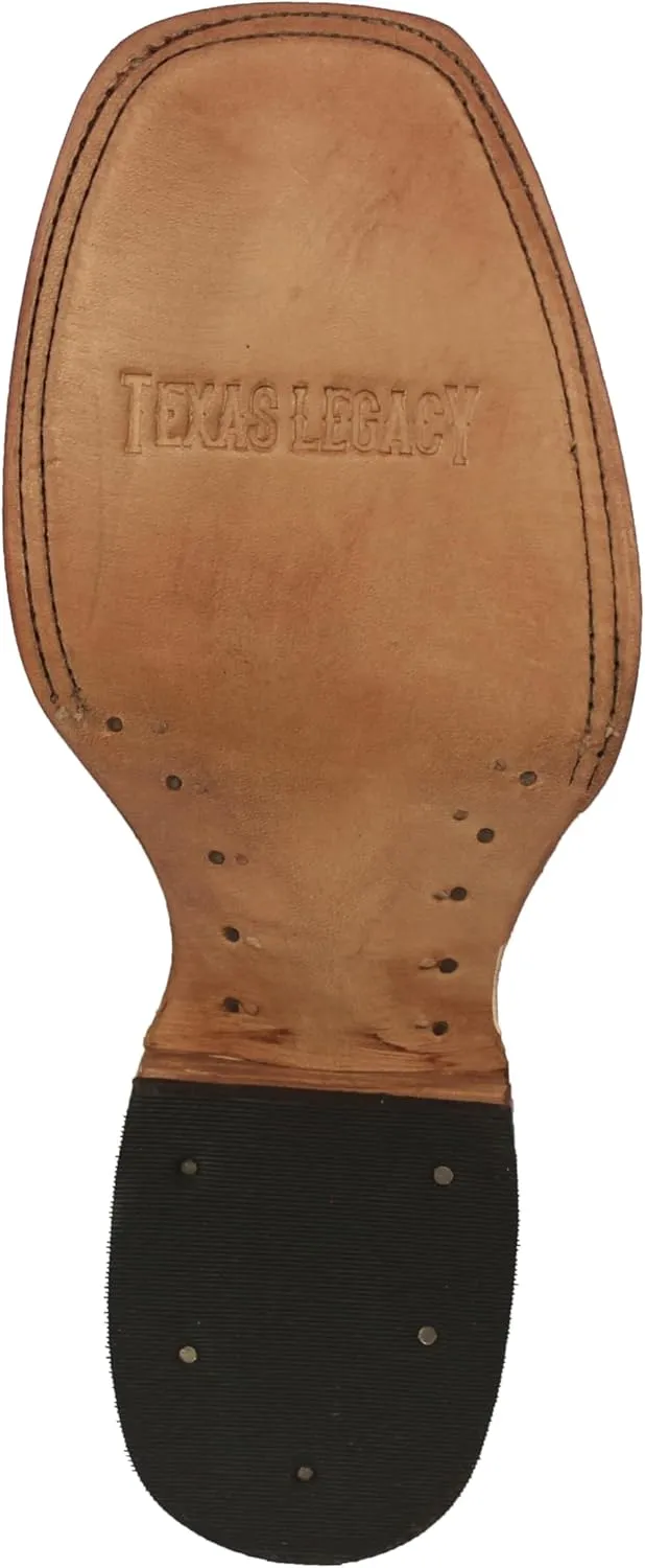 Texas Legacy Mens Off White Western Cowboy Boots Leather Square Crocodile Print