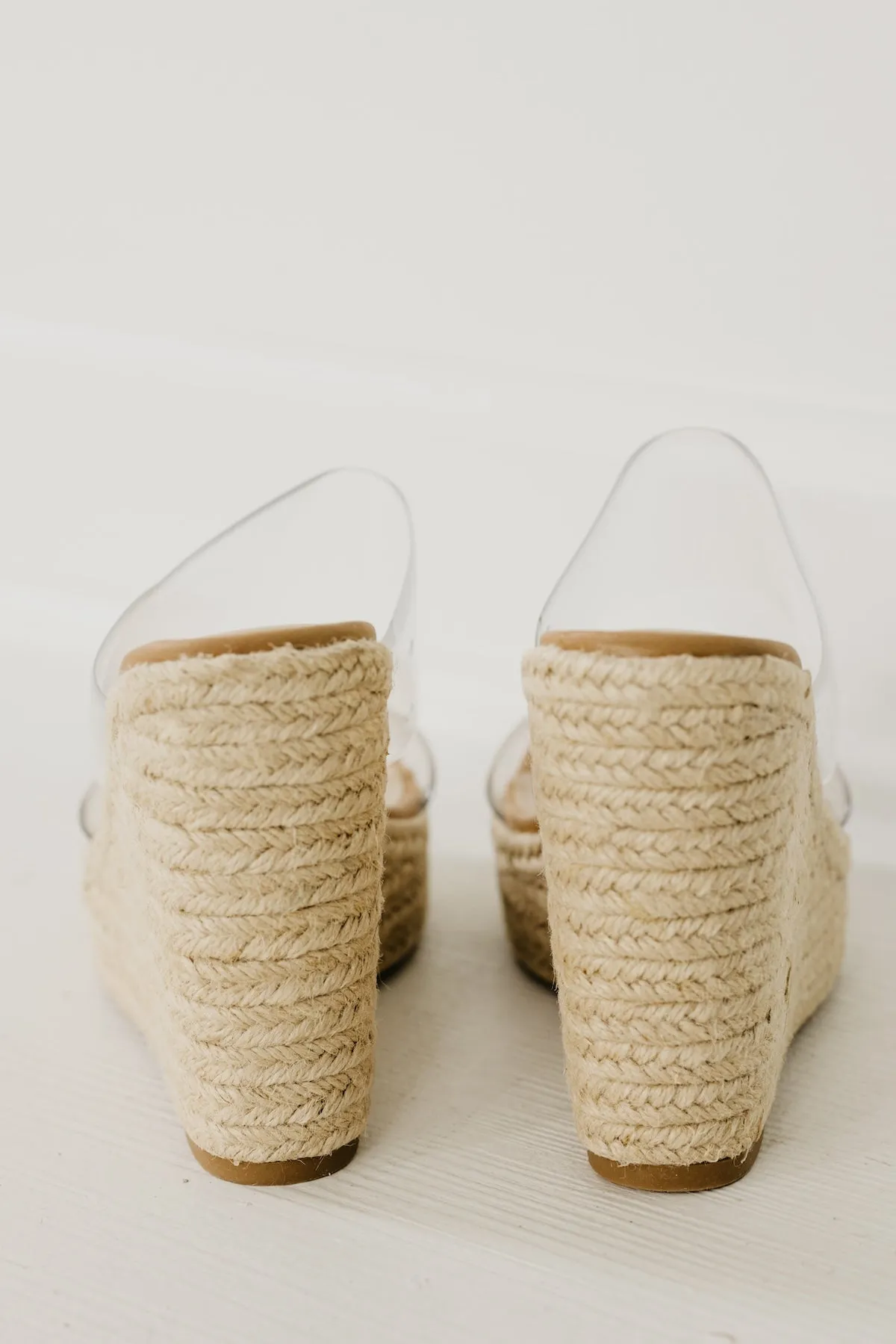 The Big Fan Clear Espadrille Wedge