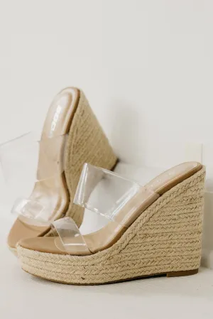 The Big Fan Clear Espadrille Wedge