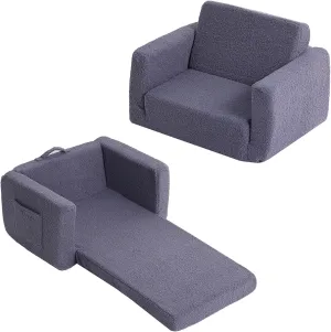 Tiita Kids Sofa, 2-in-1 Kid Chairs, Convertible Children Couch to Lounger, Flip Out Kids Chair, Toddler Armrest Chair Bed, Folding Children Play Sofa for Girl or Boy(Navy Blue)