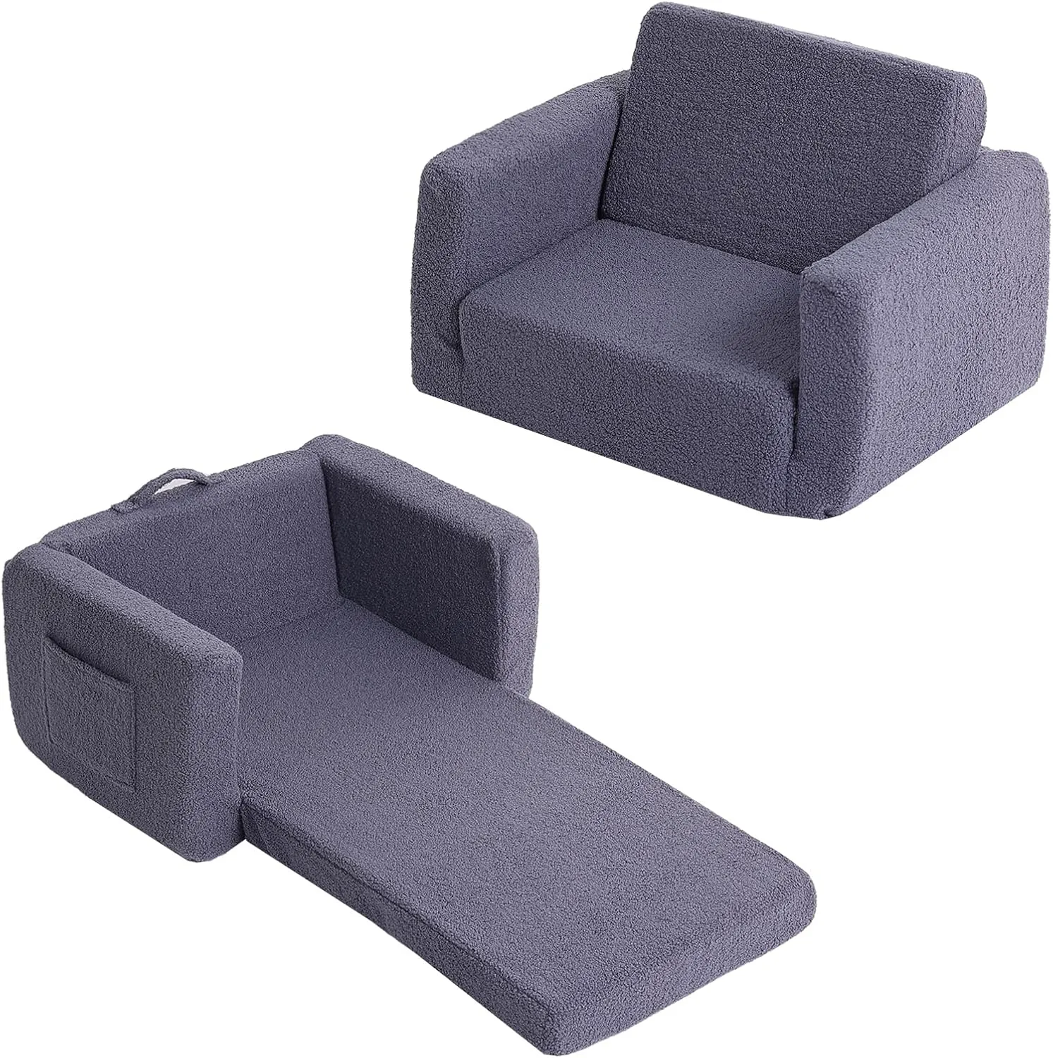 Tiita Kids Sofa, 2-in-1 Kid Chairs, Convertible Children Couch to Lounger, Flip Out Kids Chair, Toddler Armrest Chair Bed, Folding Children Play Sofa for Girl or Boy(Navy Blue)