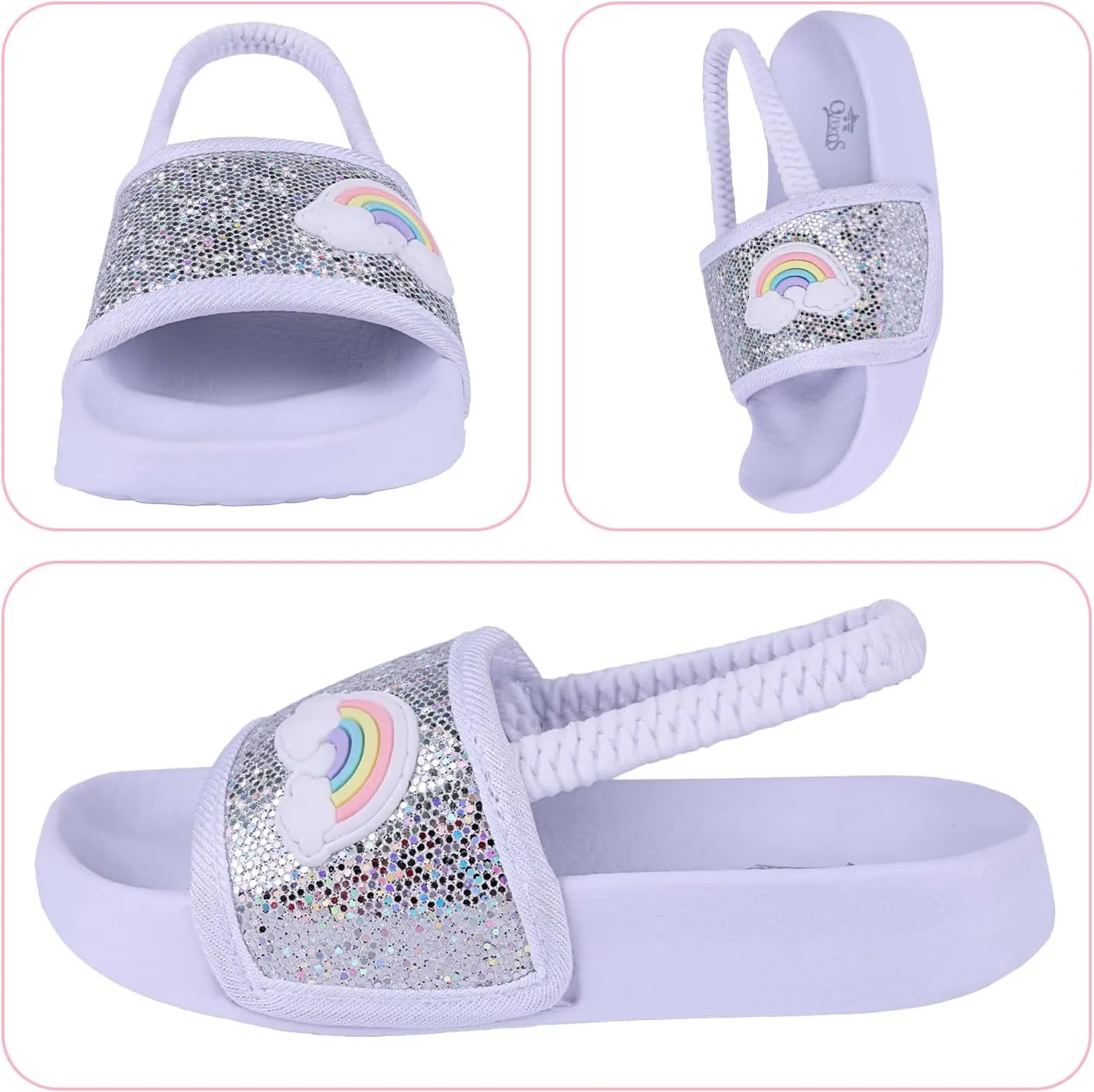 Toddler Boys Girls Slides Sandals with Elastic Strap Non-Slip Flip Flop Lightweight Little Kids Shower Slippers Beach Pool Shoes