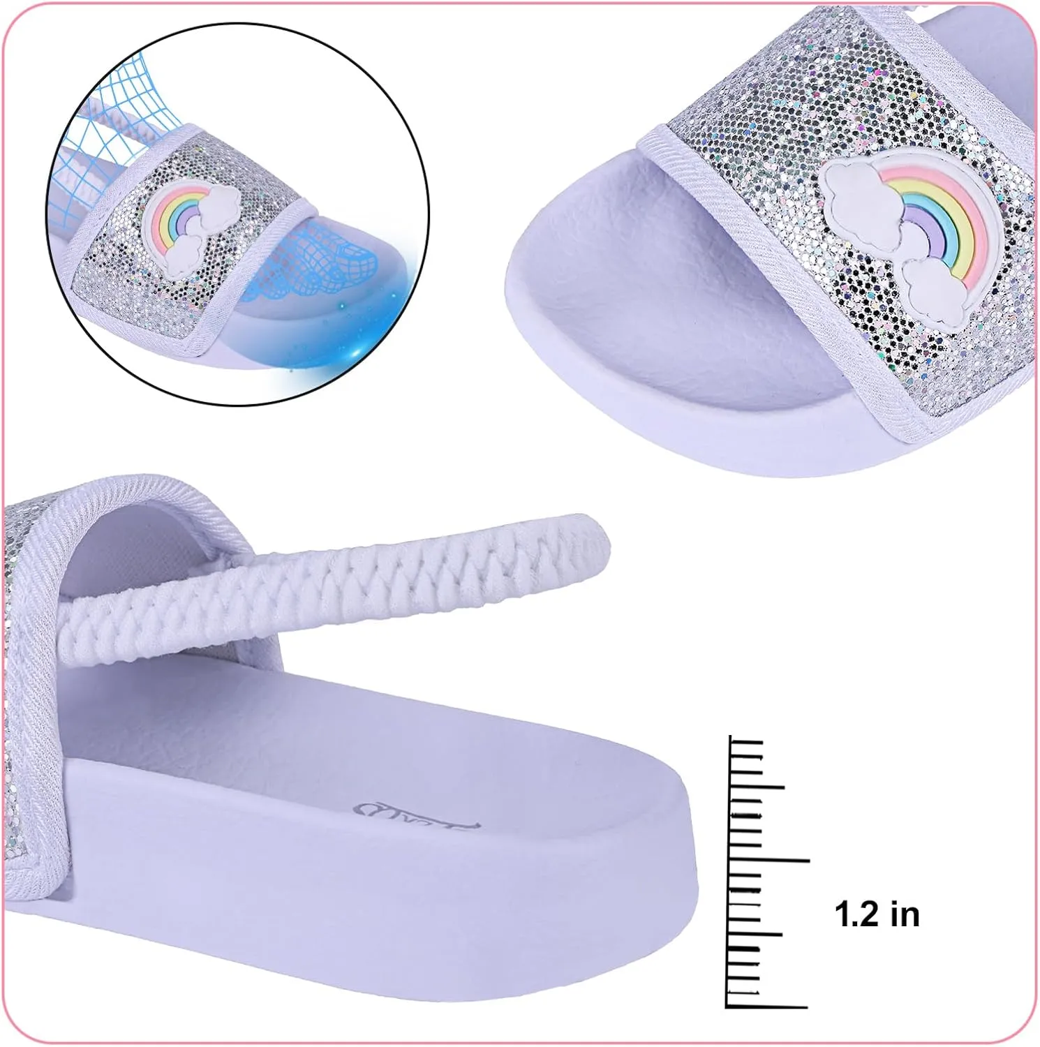 Toddler Boys Girls Slides Sandals with Elastic Strap Non-Slip Flip Flop Lightweight Little Kids Shower Slippers Beach Pool Shoes