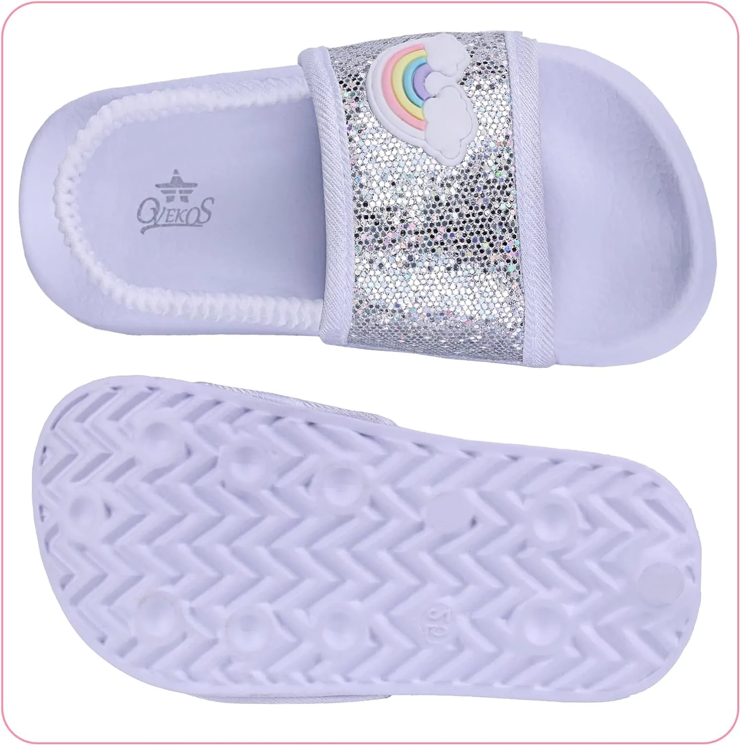 Toddler Boys Girls Slides Sandals with Elastic Strap Non-Slip Flip Flop Lightweight Little Kids Shower Slippers Beach Pool Shoes