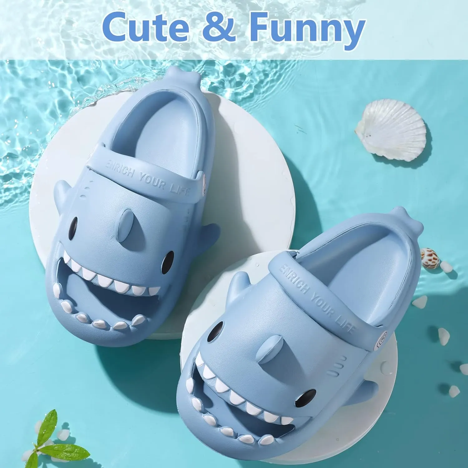Toddler Shark Cloud Slides | Kids Shower Sandals | Boys Girls Cute Cartoon Fish Flip Flops | Beach Pool Home Slippers Shoes | Quick Dry Non-Slip